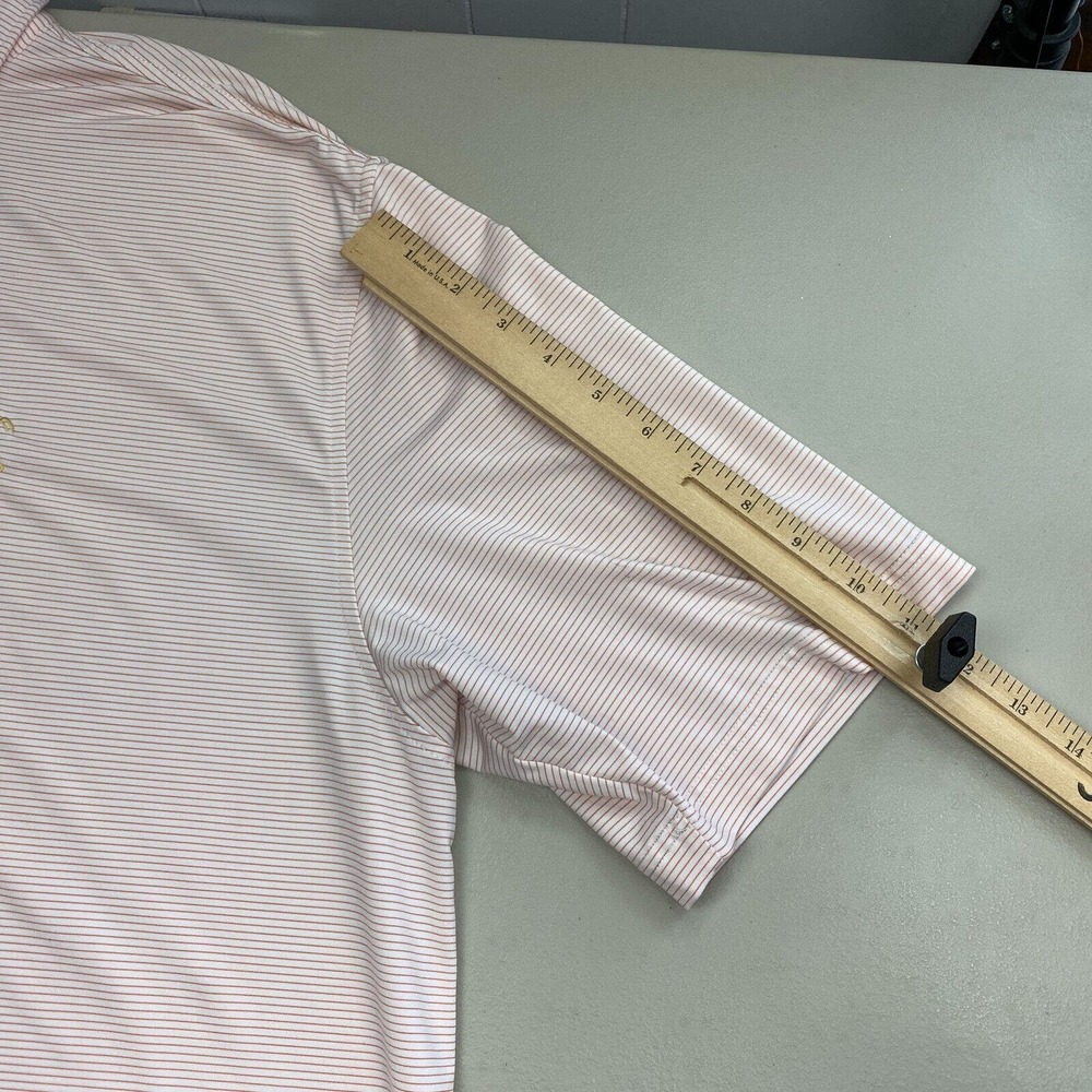 Peter Millar Summer Comfort Polo Shirt Men Extra Large Striped Orange White Logo - Picture 6 of 13